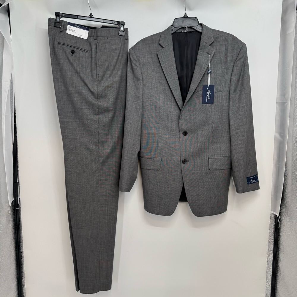$495 NWT Ralph Lauren Wool 2-piece Athletic Fit  Suit 41Reg  33 W Black/White